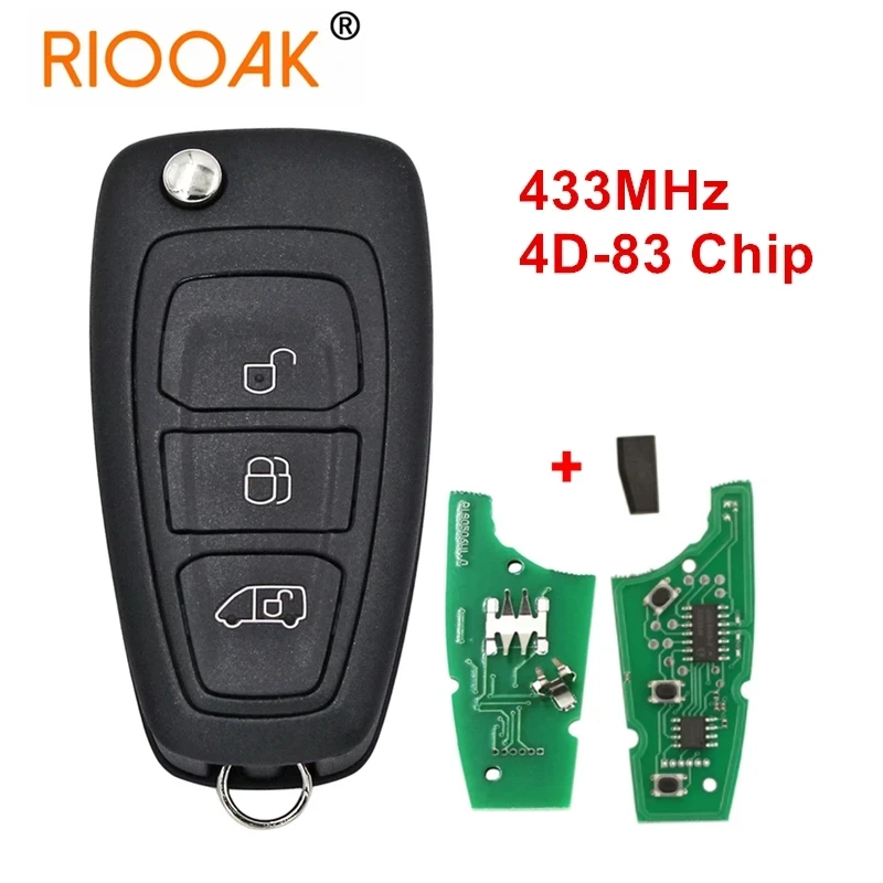 Chiave A Distanza Per Auto A 3 Pulsanti Per Ford Tourne Transit Custom 2015 2016 Chiave Per Auto 433Mhz 4D-83 Chip Bk2T-15K601-Aa/ Ab/ Ac/Ad