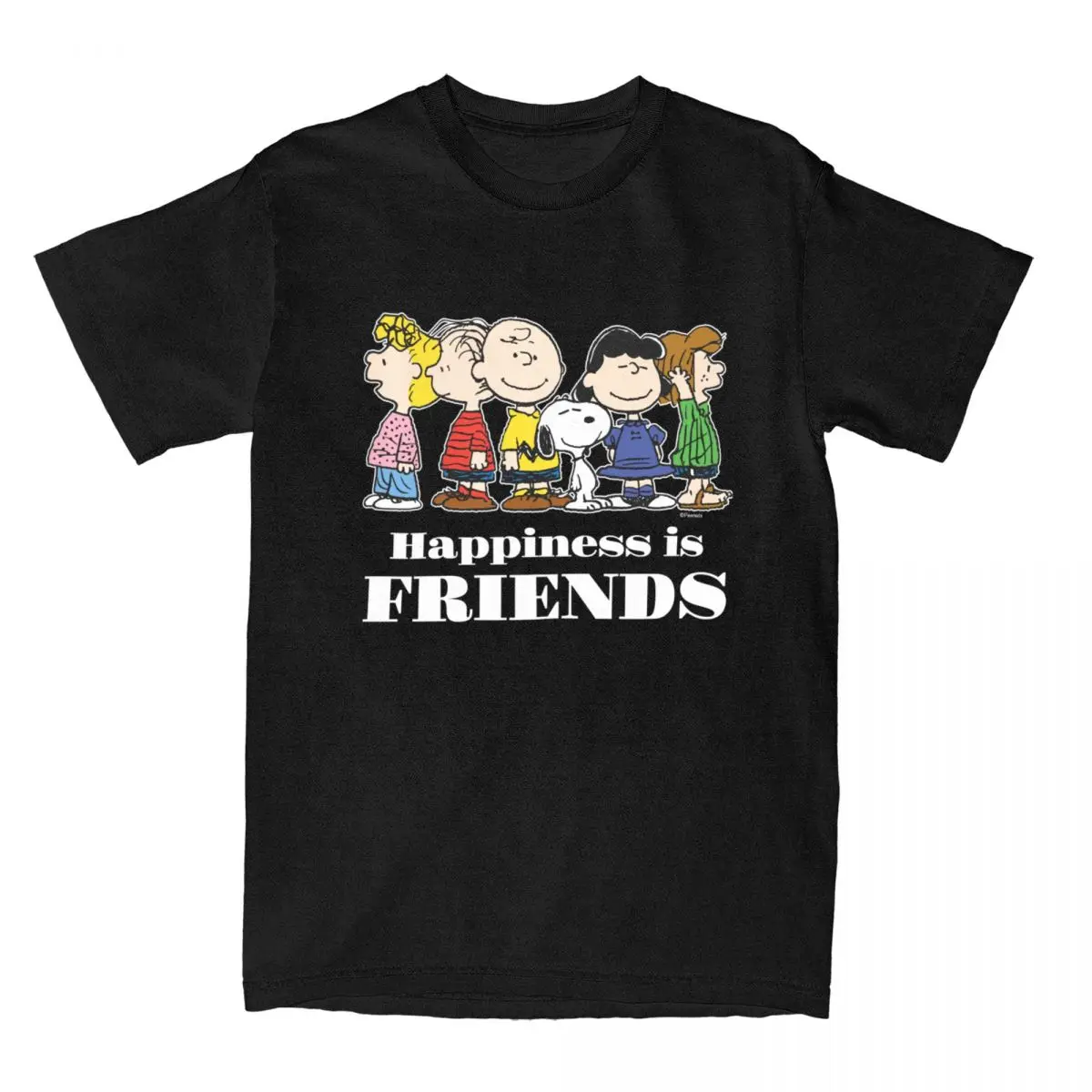 The Peanuts Gang Together Accessori T-Shirt Uomo Donna Comic Snoopy Vintage Pure Cotton Graphic Print Tee Shirts