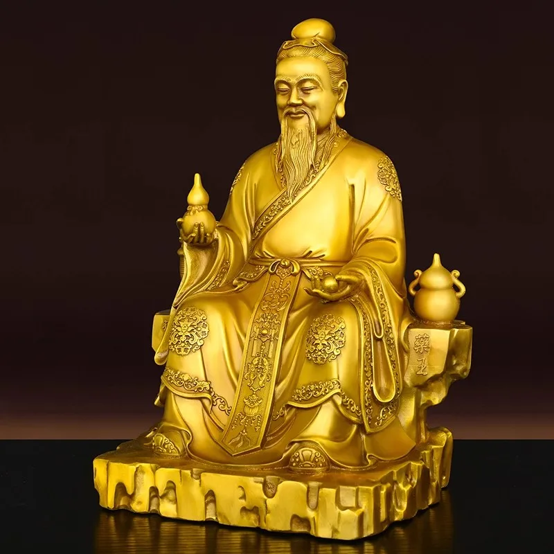 Solid Brass Sun Simiao Statue, Yaowang Ye God of Medicine Figurine, Chinese Traditional Doctor Sculpture for Decor