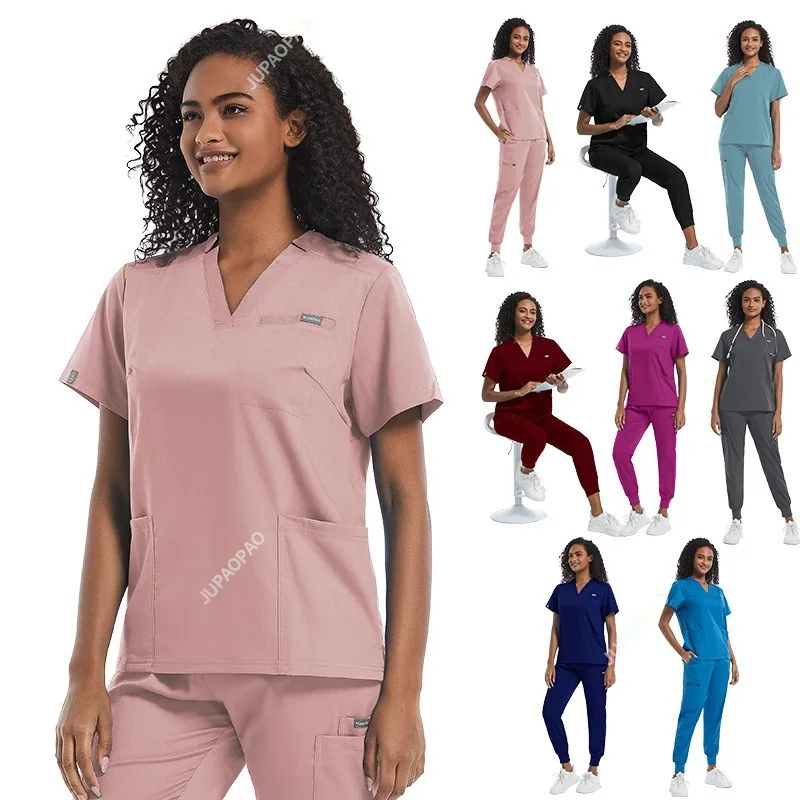 

Surgical Uniforms Woman Scrub Set Medical Nurse Beauty Salon Workwear Clinical Scrubs Top + Pant Spa Doctor Nursing Tunic Suit