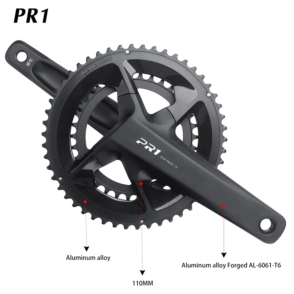 Senicx PR1 軽量クランクセット SENICX PR1 Road Bike Crankset 170mm Length Bicycle DUB Crank