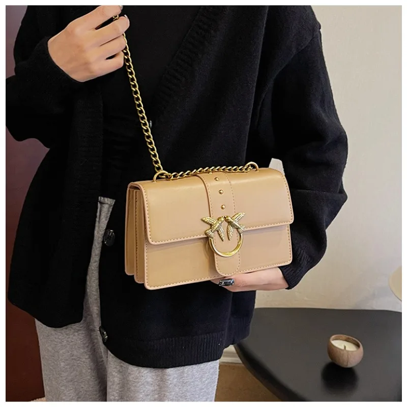 Swallow Print 2024 Korean Style Crossbody Bag-Adjustable Chain Strap Mini Square Purse for Women,Versatile Day-to-Night Fashion