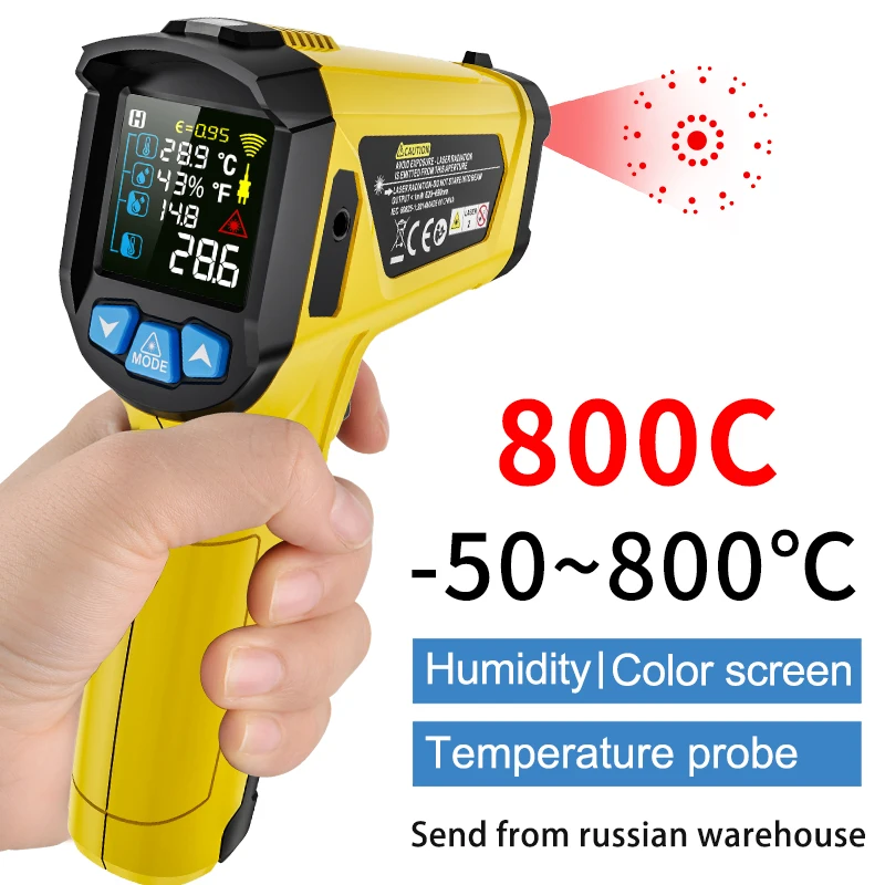 Termometro Laser MESTEK Professionale - Misura Temperatura Da -50°C A 800°C, Con Sonda K E Misura Umidità, Per Cucina E Industria - Foto 2