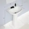 16" Compact White Pedestal Bathroom Sink with Overflow Heavy Duty Grade A Vitreous China Construction Easy Installation Vintage 3