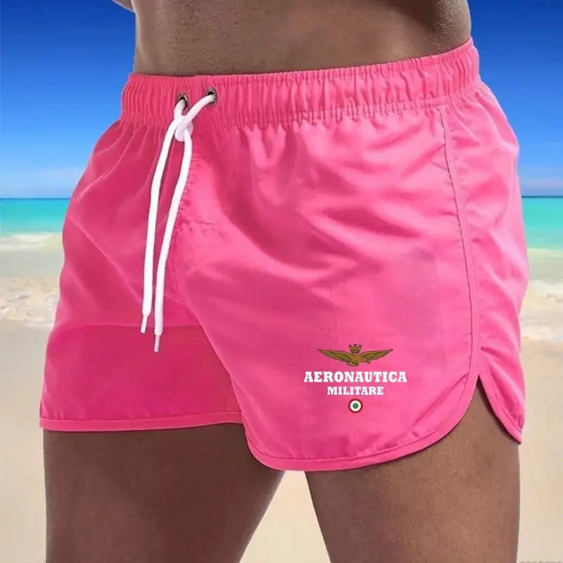 2024 Men's Fashion Printed Swimming Shorts Quick-Drying Beach Suit Breathable Drawstring Pocket 4
