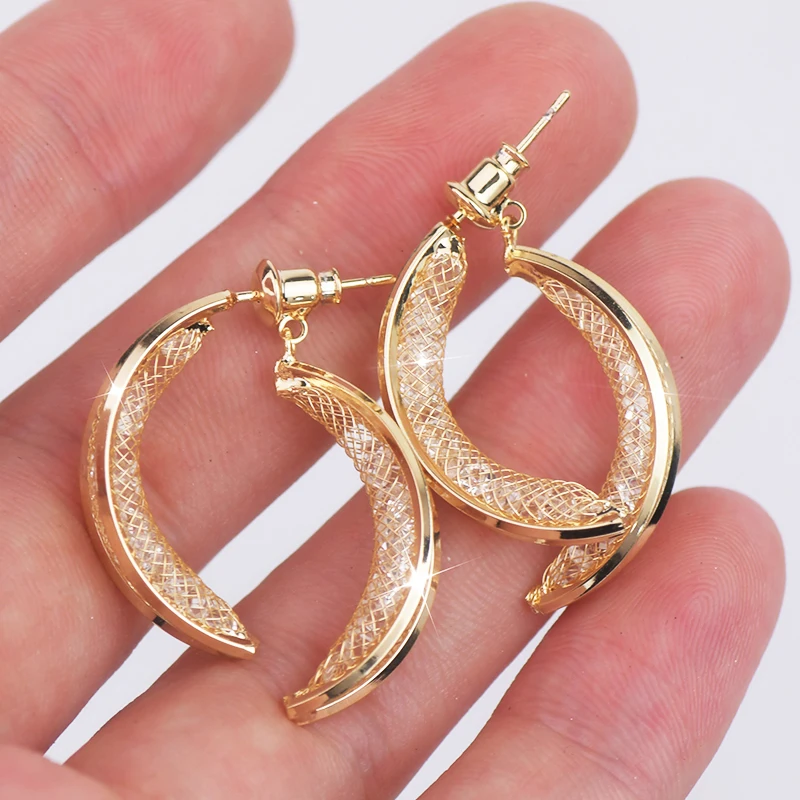 Pendientes-ahuecados-personalizados-chapados-en-oro-de-14K-para-mujer ...