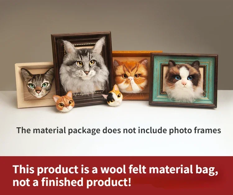 Wool Felt Poke Non-Finished Cat Handmade Wool Felting Material Package Doll Toy DIY Child Gift Needle Felting Tool Kit