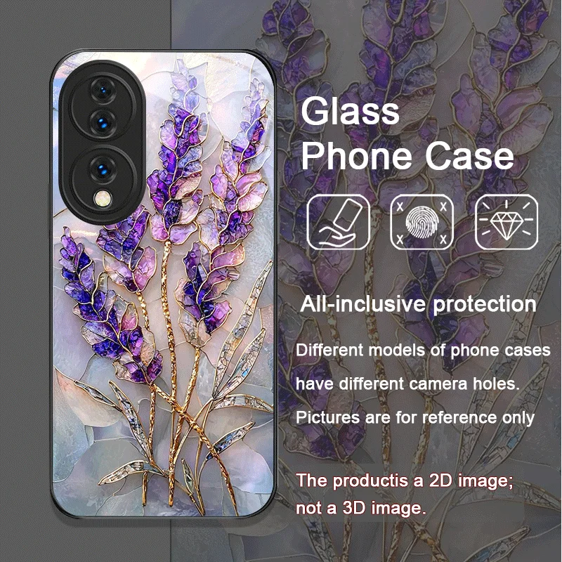 Elegant Floral Marble Textured Tempered Glass Phone Case