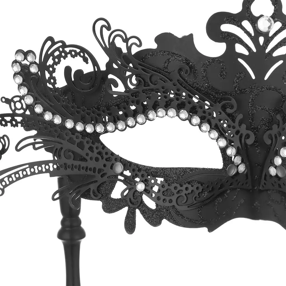Damen Phoenix Tail Flower Mardi Gras Maskerade Maske mit Holding Stick Kostüm Maske Halloween – Detail 3