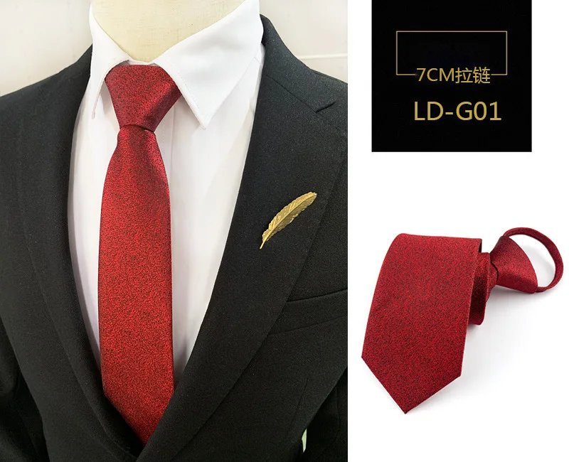 Mode 7 cm Herren Krawatte vorgebunden leicht zu tragen Krawatte Reißverschluss faul vorgebunden Streifen Dot Plaid Business Hochzeit Krawatte für Mann – Detail 23