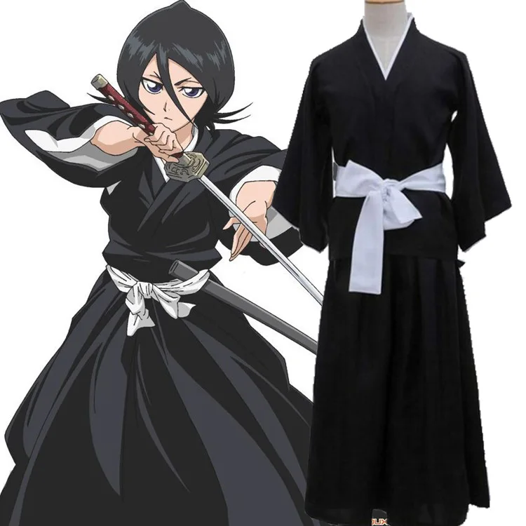 

Cosplay Anime Bleach Kuchiki Rukia Costumes Unisex Wigs and Kimono Uniform Sets Die Pa Clothes Halloween Dress Up Outfits Party