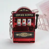 10PCS Mini Gambling Slot Machine Key Chain Arcade Pocket Fruit Lucky Jackpot  Key Ring Gadget Antistress Toy Funny Game Keychain