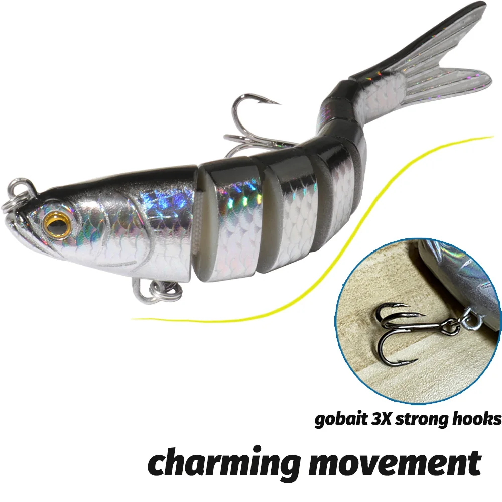 fish hooks and lures slow sinking Fishing for Bass Trout Walleye, 5pcs Segmented Multi Jointed Swimbaits Fish-Slow Bionic Hard Bait Swimming Fishing Lures with Treble Available in multiple colors and designed in various sizes to match local shad patterns Smaky Fishing Lures for Bass