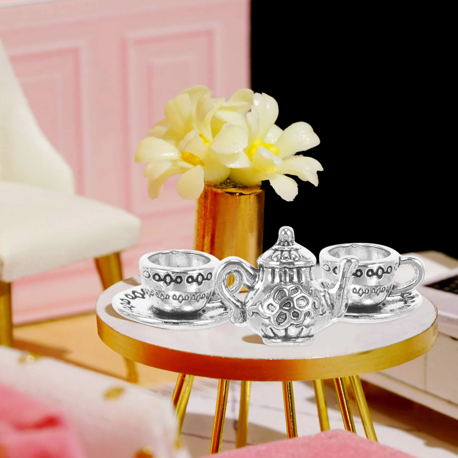 

1 Set House Mini Teapot Miniature Tea Cup Decorative Tea Cup Accessory