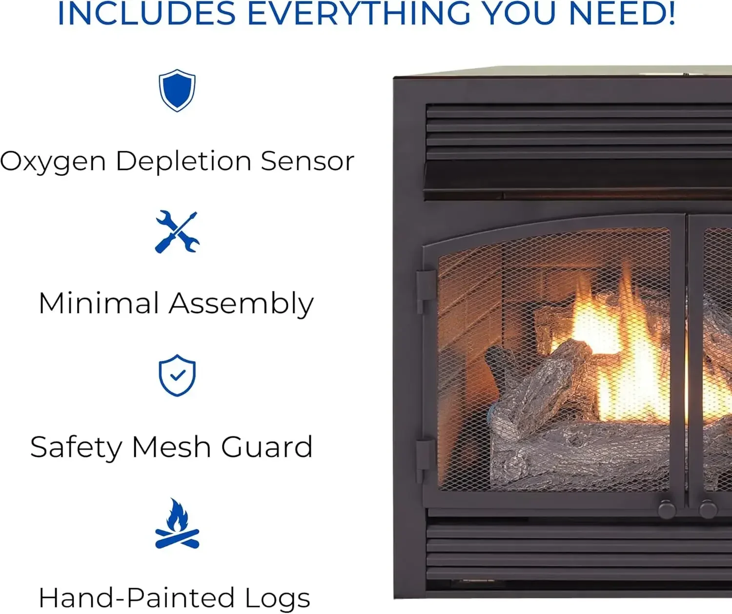 Dual Fuel Ventless Gas Fireplace Insert, Remote Control,Use with Natural Gas or Liquid Propane, 32000 BTU,Black 5