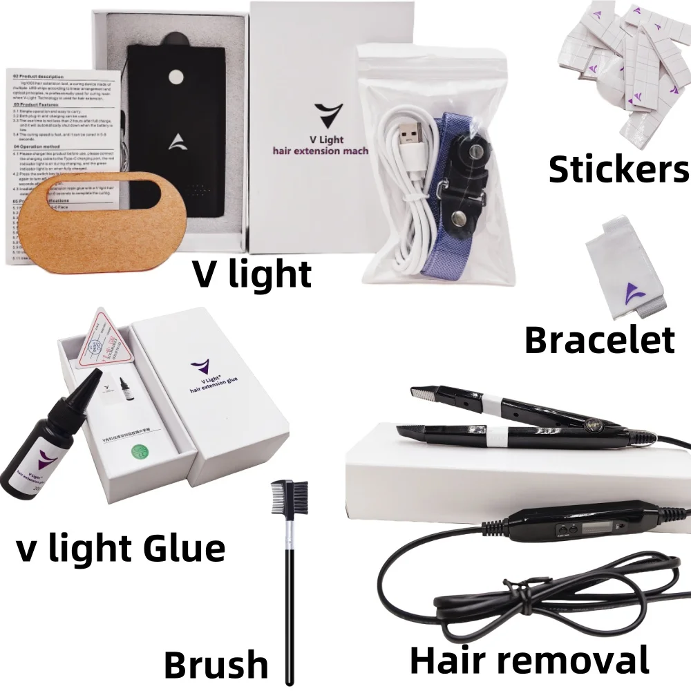V-Light Technology Hair Extension Set Wig Hair Piece Real Fast Grafting Tool Firm and Traceless tape Extension Tools