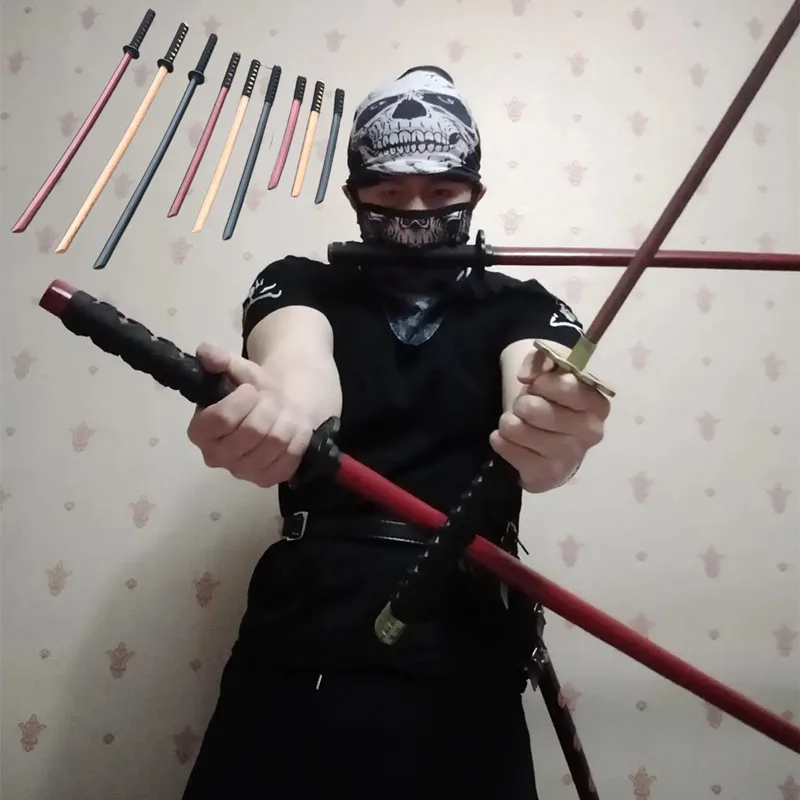 60cm Demon Katana Wood Sword Cosplay Performance Props Ninja Sword Toy For Children Aikido Wooden Knife