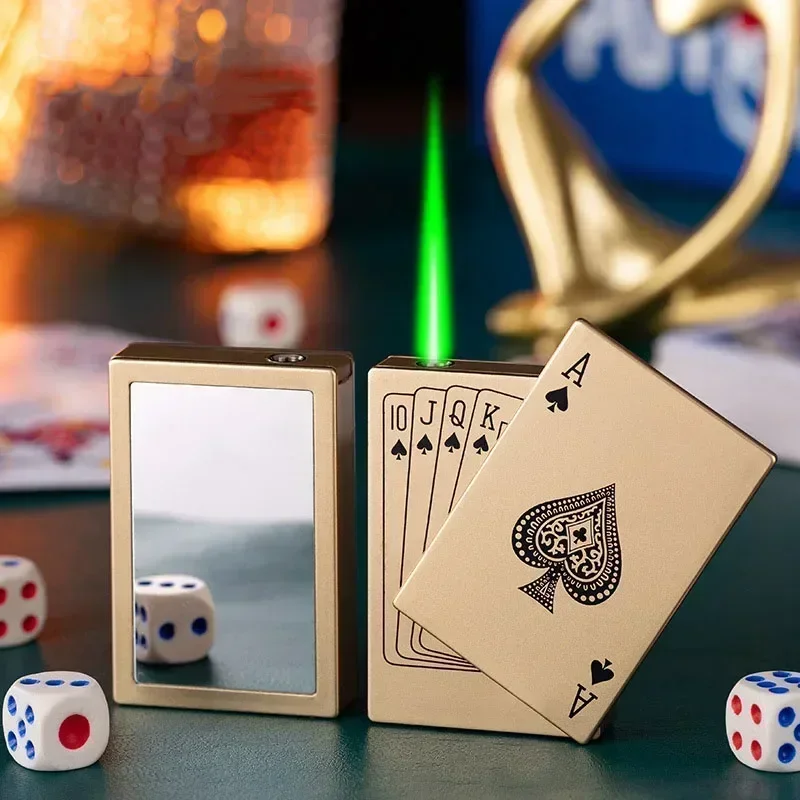 Creative Lighter Jet Torch Turbo Playing Cards Windproof Metal Funny Toys for Men Smoking Accessories kerosene lighter bbq lighter butane gas lighter cigarette lighter