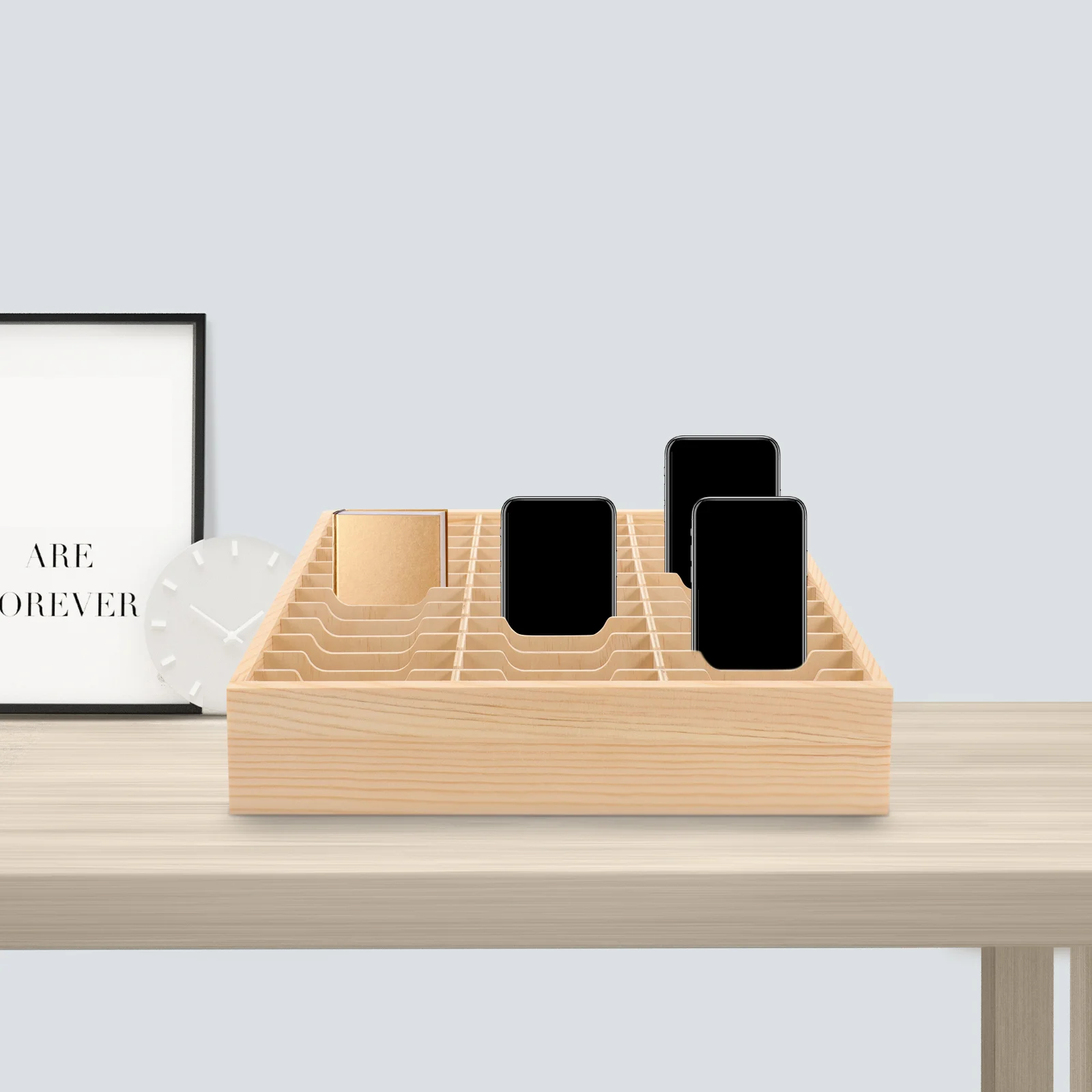 

Phone Case Multi-grid Mobile Management Rack Storage Box Office Desktop Wooden Cell