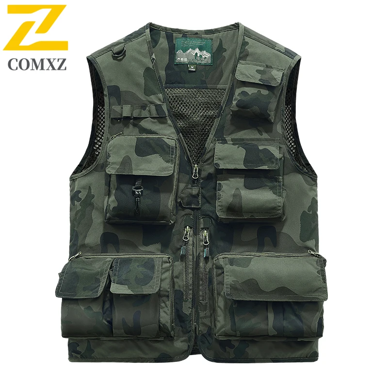 EIAO Men's Camouflage Tactical Vest Lightweight Multi-Pocket Sleeveless Jacket for Photography Fishing Outdoor Adventures Sports