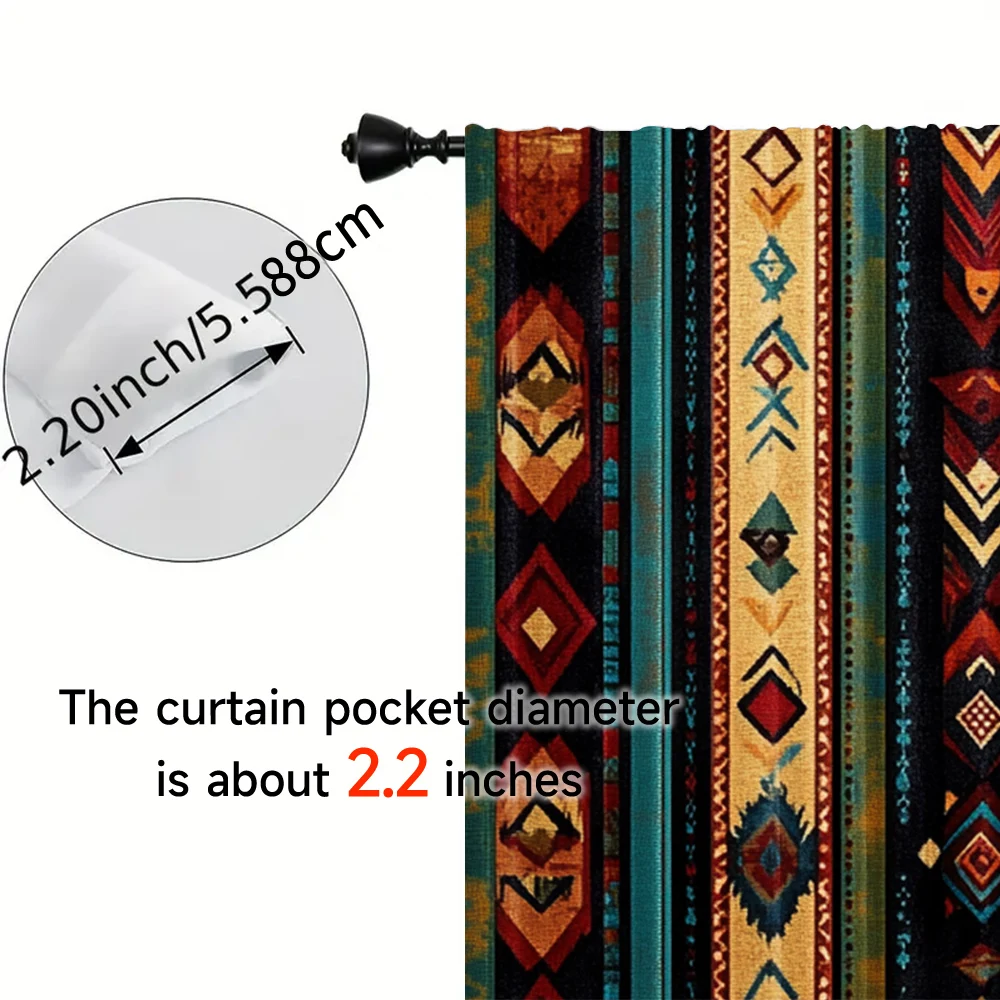 2pcs, 2D flat Window Curtains Ethnic Tribes Arrow Versatile Polyester,Without Electricity Family Party Decoration for Home Use 5