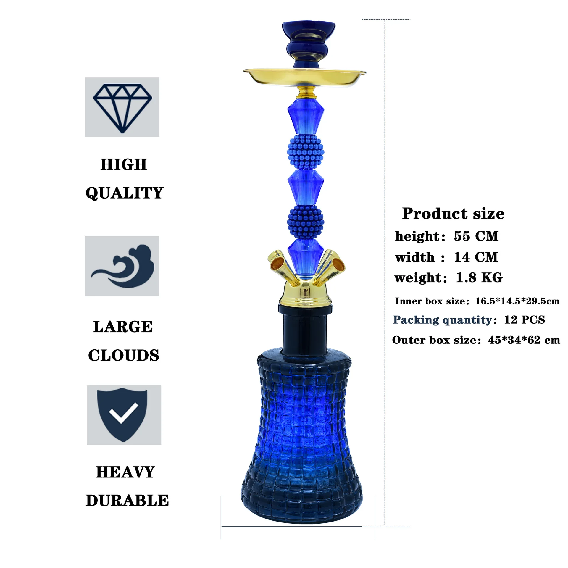 4 Hoses Glass Hookah for Smoking Shisha Pipe Narguile Complete Set Cachimba Chicha Pipa Nargile Accessories Bar Club Party