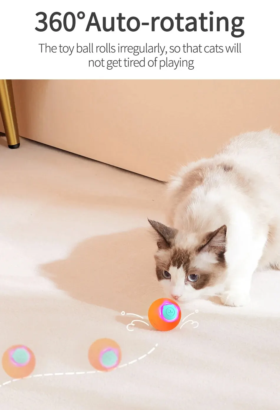 Smart Cat Toys Interactive Cat Bouncing Ball Automatic Rolling Ball Training 360
