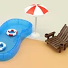 1Set Doll House Cute Simulation Mini Swimming Pool Swimming Circle Beach Chair Set Model Children Play Toys Decoration 2
