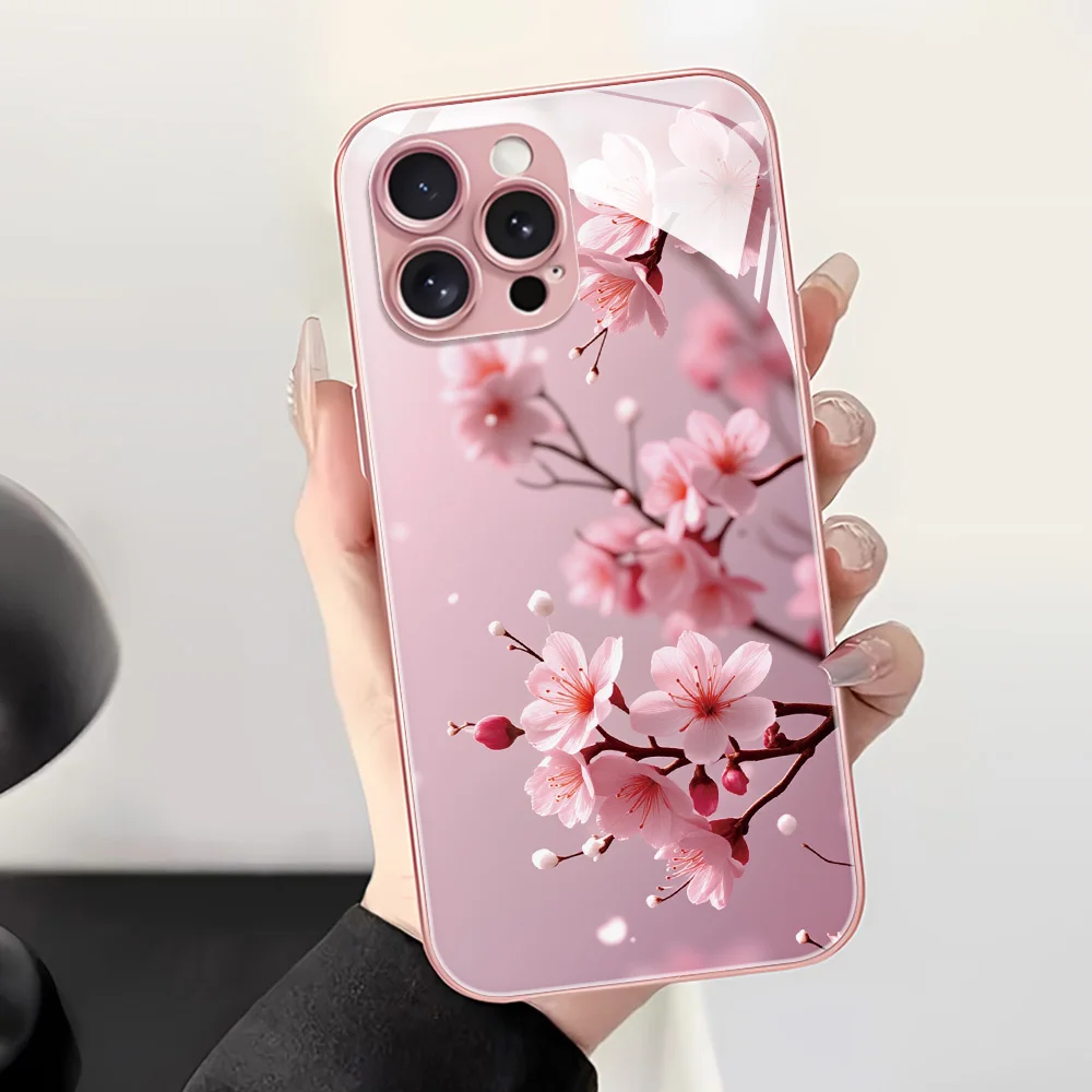 Floral Glass Phone Case Cover
