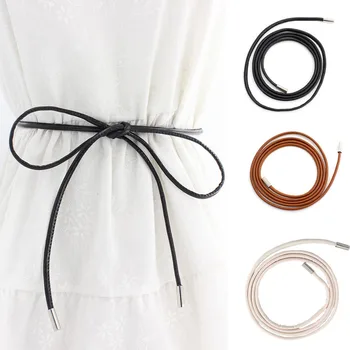 New Female Waist Chain Thin Belt Simple Decoration Tie With Dress  Long Waist Rope Knotted Vintage Dresses String Waistband