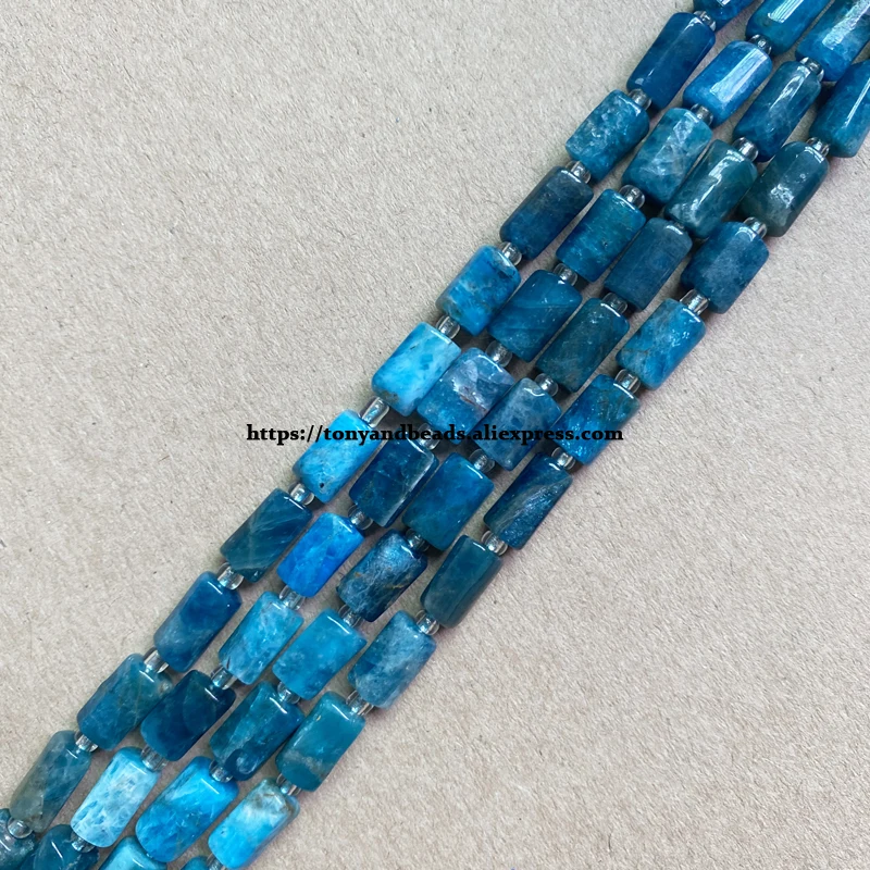 7'' natürliche facettierte blaue Apatit-Zylinder-Abstandssteinperlen 6,5 x 10 mm für die Schmuckherstellung DIY