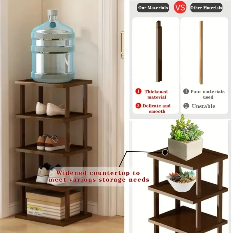 vertical shoe rack high and narrow shoe rack organizer suitable for small spaces 8-story bamboo rack suitable for 1pc