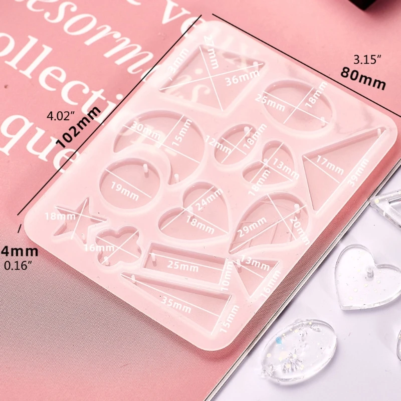 Y1UB Earring Molds Decorating Tool Xmas Dangle Earring Silicone Mold for DIY Craft Women Girl Jewelry Making Pendant Decor