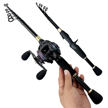 GHOTDA Casting/ Spinning Fishing Rod and Reel Combo Set Freshwater Fishing Rod Strong Magnetic Brake Baitcasting Reel 1