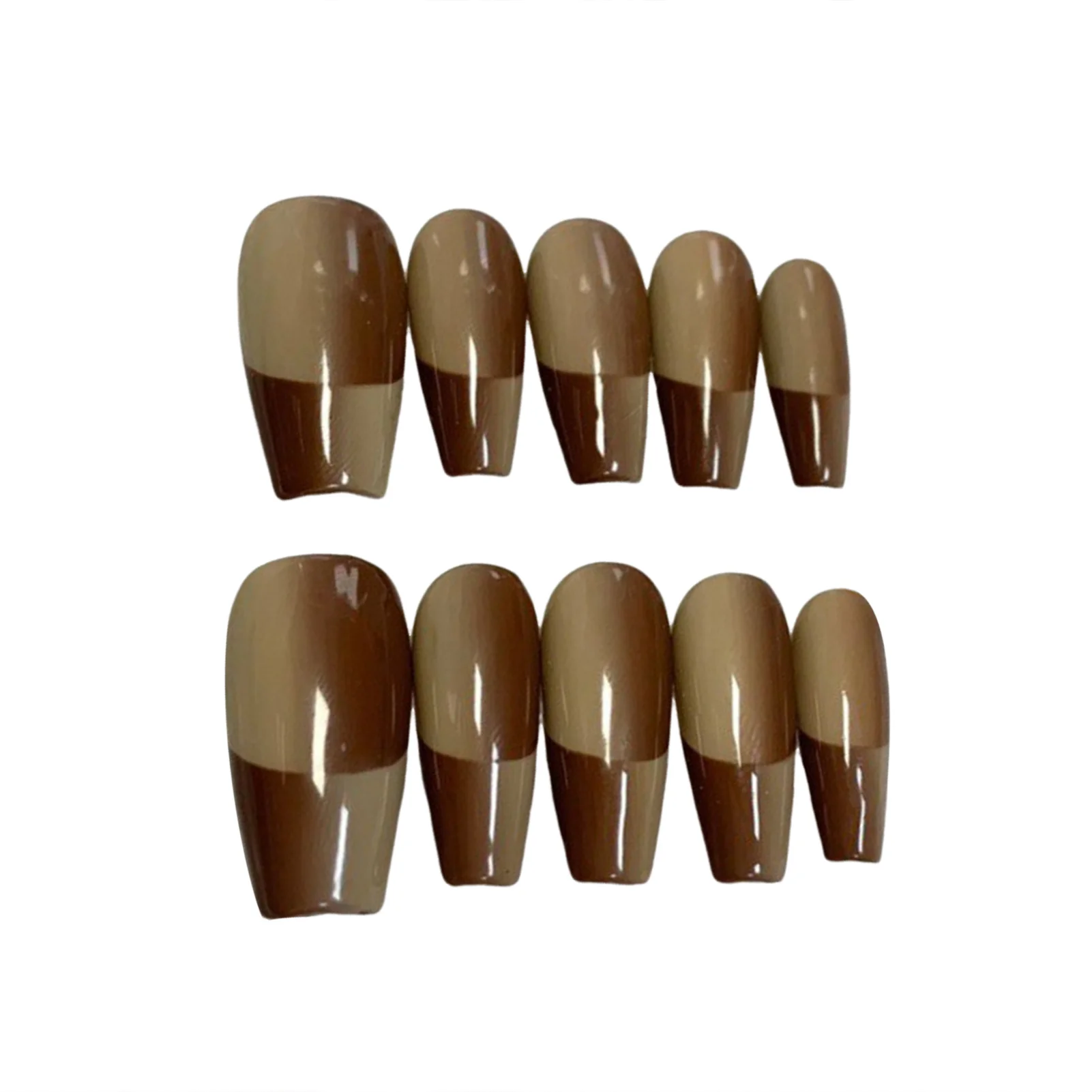 

Brown Fake Nails with Flash s Durable & Never Splitting Comfort Fake Nails for Women and Girl Nail Salon