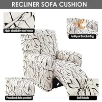 4Pcs Elastic Recliner Sofa Cover Printed Stretch Recliner Slipcovers with Side Pockets Non Slip Sofa Slipcovers for Living Room 2