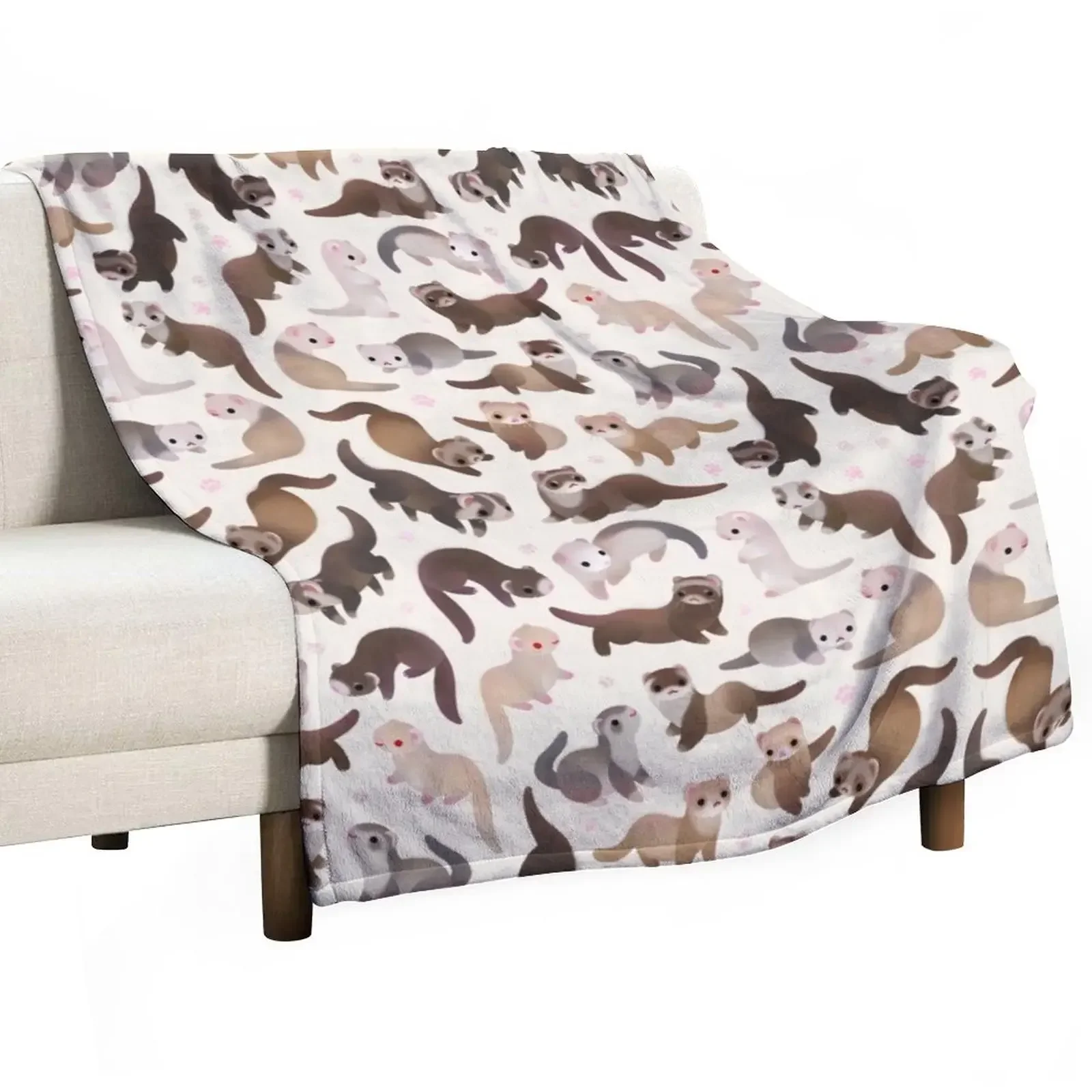 

Ferret - bright Throw Blanket Hair warm winter Picnic Tourist Blankets