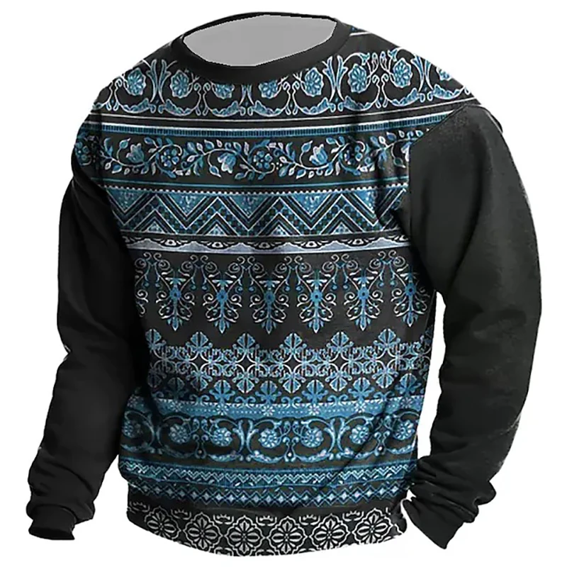 Bohemian Floral Long Sleeved T Shirt Casual Retro Tops