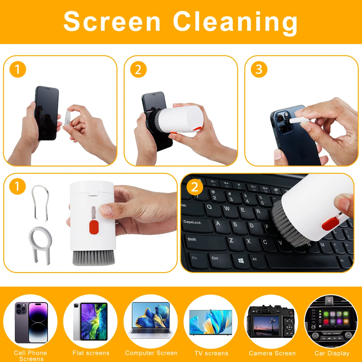 Plastic Multifunctional Cleaning Kit for Electronics and Keyboards
