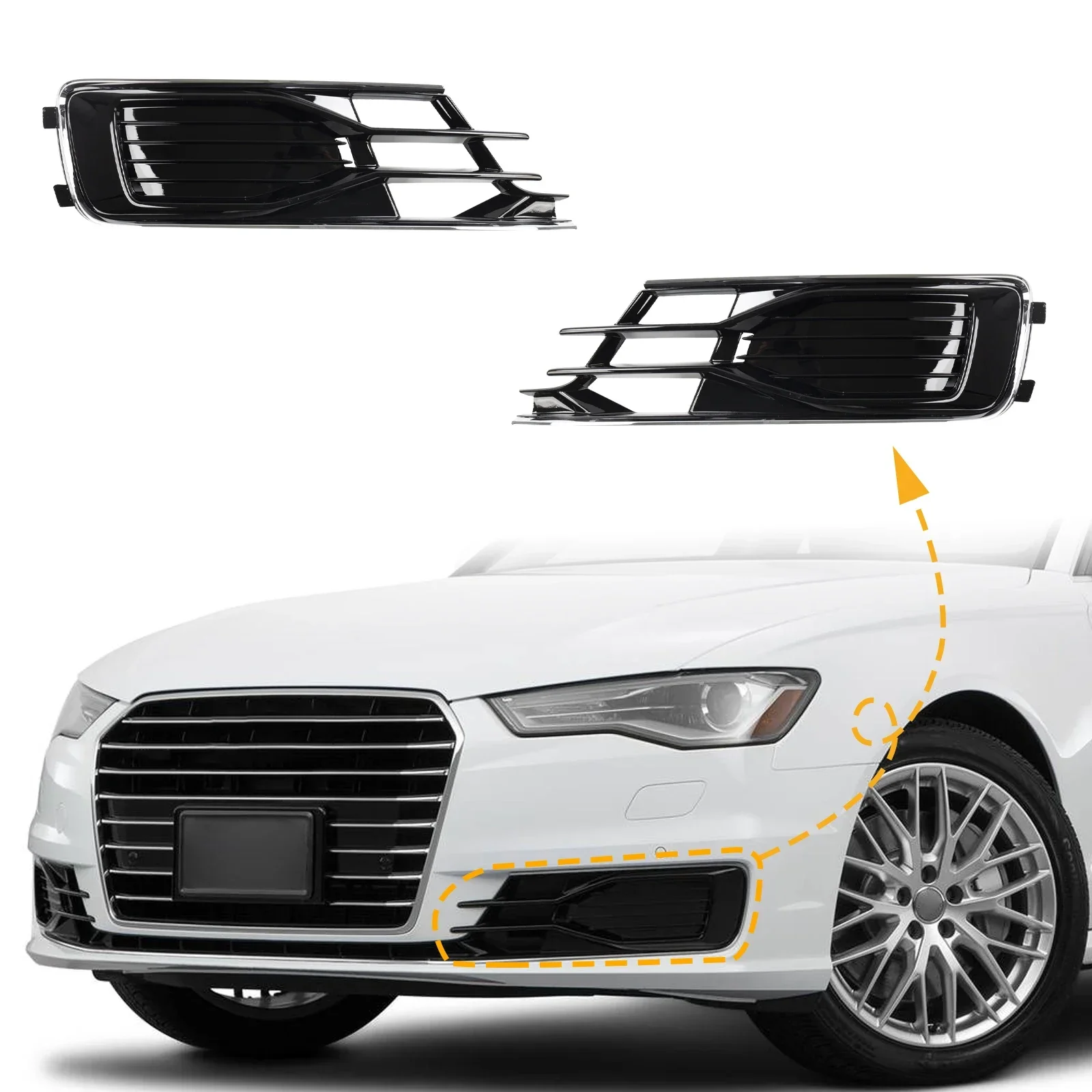 

Противотуманная фоторамка, накладка на решетку переднего бампера для Audi A6 / A6 Quattro 2016-2018 4G0807647 4G0807648, автомобильные аксессуары