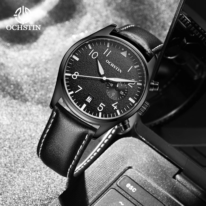 OCHSTIN New 2024 Fashion Trend Pilot Series Men's Waterproof Watch Multifunctional Quartz Movement Men's Quartz Watch