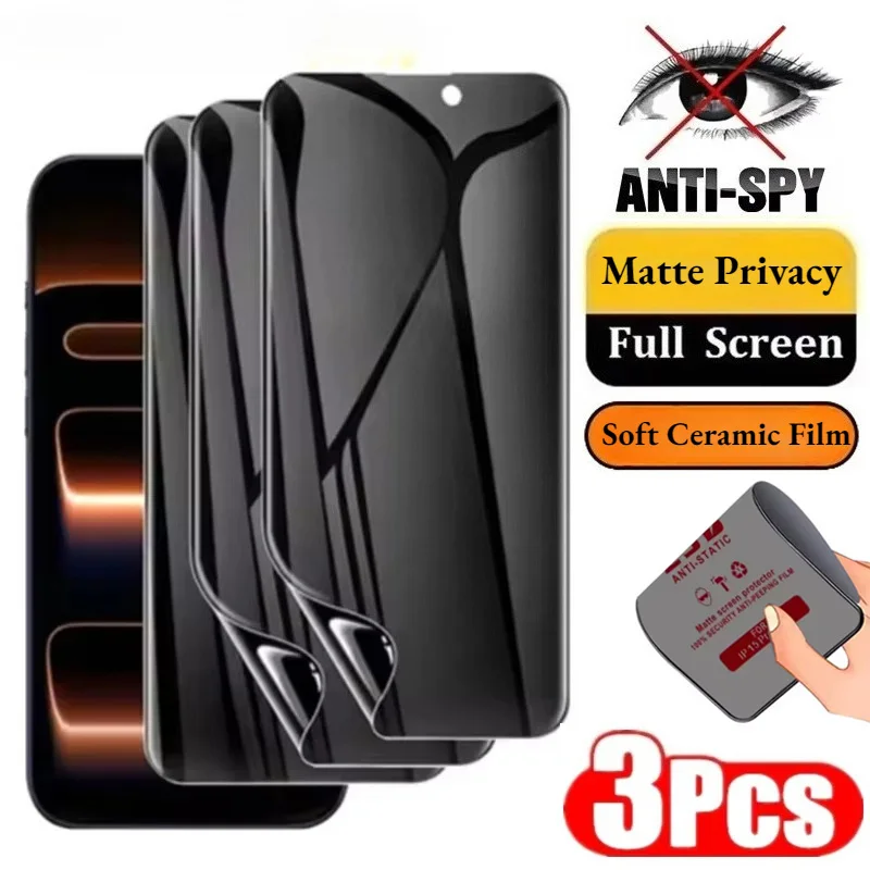 Matte Privacy Ceramic Anti-Spy Screen Protector - 3 Pack