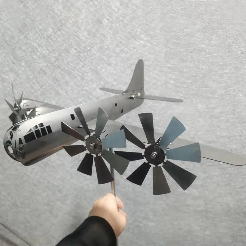 KX4B Super Fortress Aircraft Metal Wind Spinner 3D Powered Windmill Ornament for Outdoor Patio Garden Yard Decoration Crafts