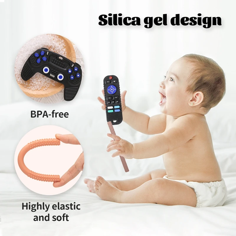 Silicone Baby Teether TV Remote Control Shape Teether Rodent Gum Pain Relief Teething Toy Kids Sensory Educational Toy Gift 1PC teething toys silicone teething toys