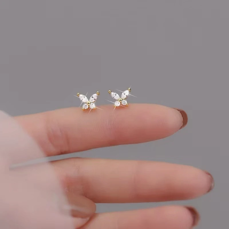 Multiple Style Earrings for Women Mini Zircon Candy Sweet Stud Ear Girls Flower Hypoallergenic Piercing Jewelry Fashion Gifts