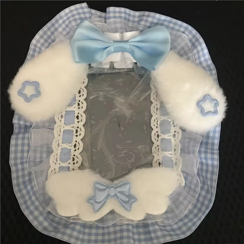K-Pop Kawaii Handmade Lace Photocard Toploader Card Case Holder Keychain Fans Photo Protective Cover Cute Lolita Badge Ornament 4