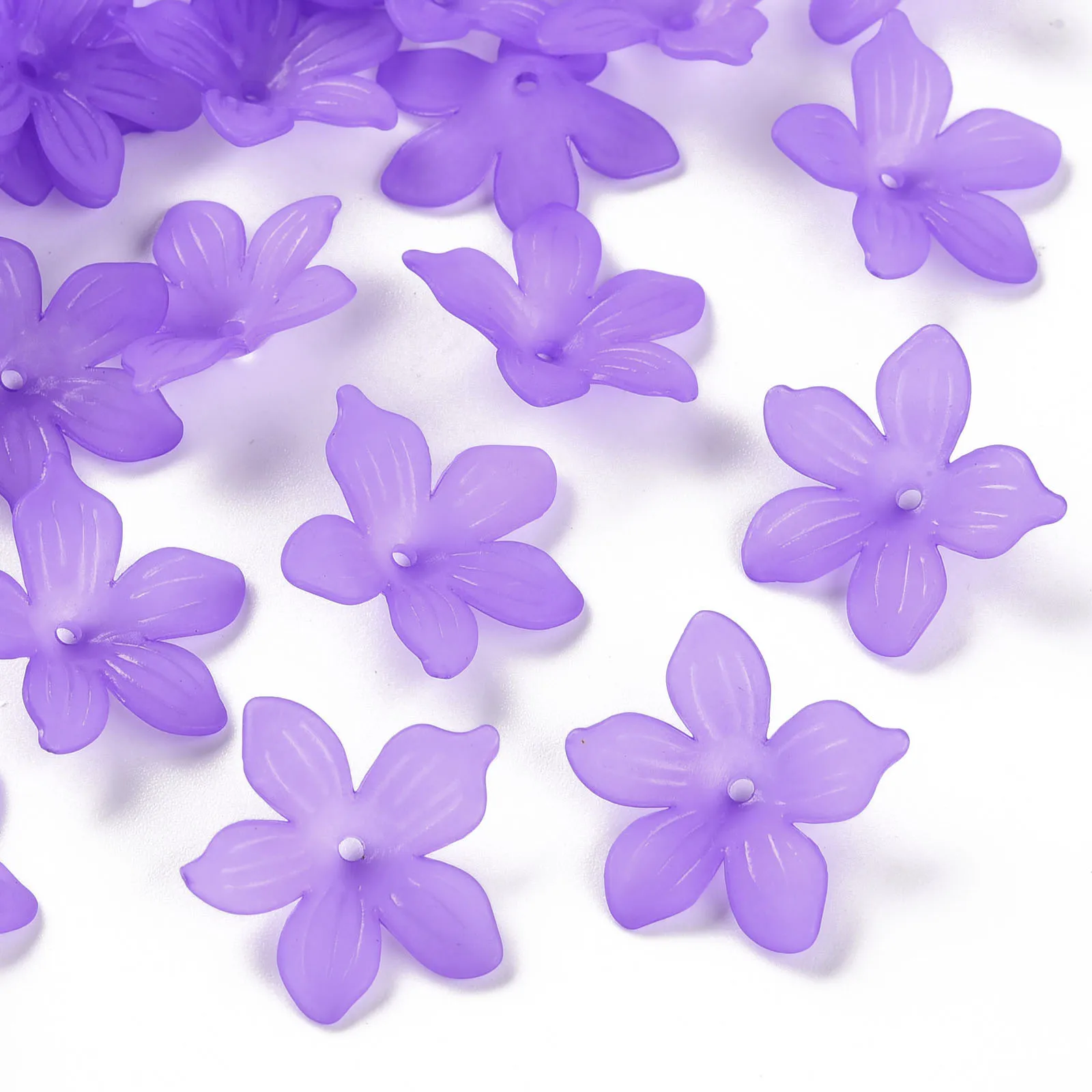 200pcs Frosted Acrylic Bead Caps Flower Loose Spacer Bead Cap End Caps