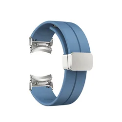 Magnetic Silicone Strap Sport Watchband - Versatile and Stylish Accessory - Galaxy4Classic 42 46 (Premium blue - Silver)