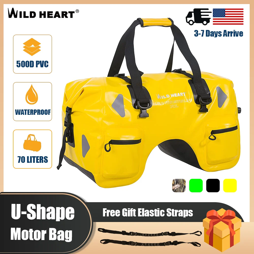 Heißer Verkauf wildes Herz wasserdichte Reisetasche 40l 66l 100l wasserdichte Motorrad tasche 500d Plane Motorrad tasche Camping Reisetasche – Detail 14