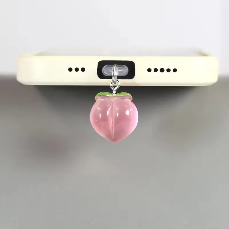 Strawberry and Peach Fruit Dust Plug Accessories Decoration 1PC For iPhone Samsung Type-C Mobile Phones dust plug